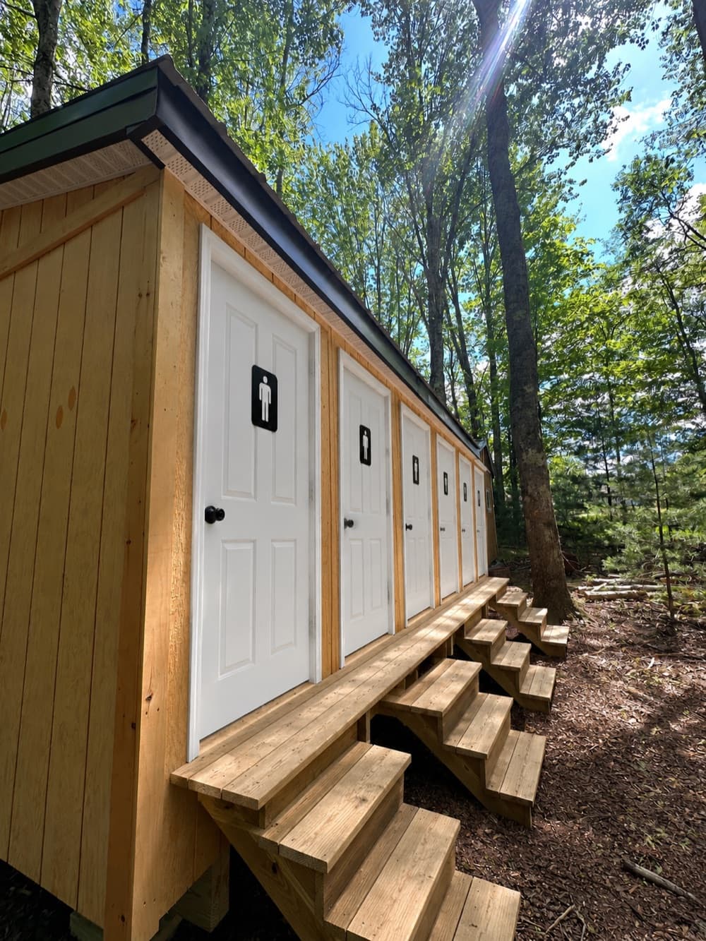 On-site bathhouse with private shower and toilet rooms